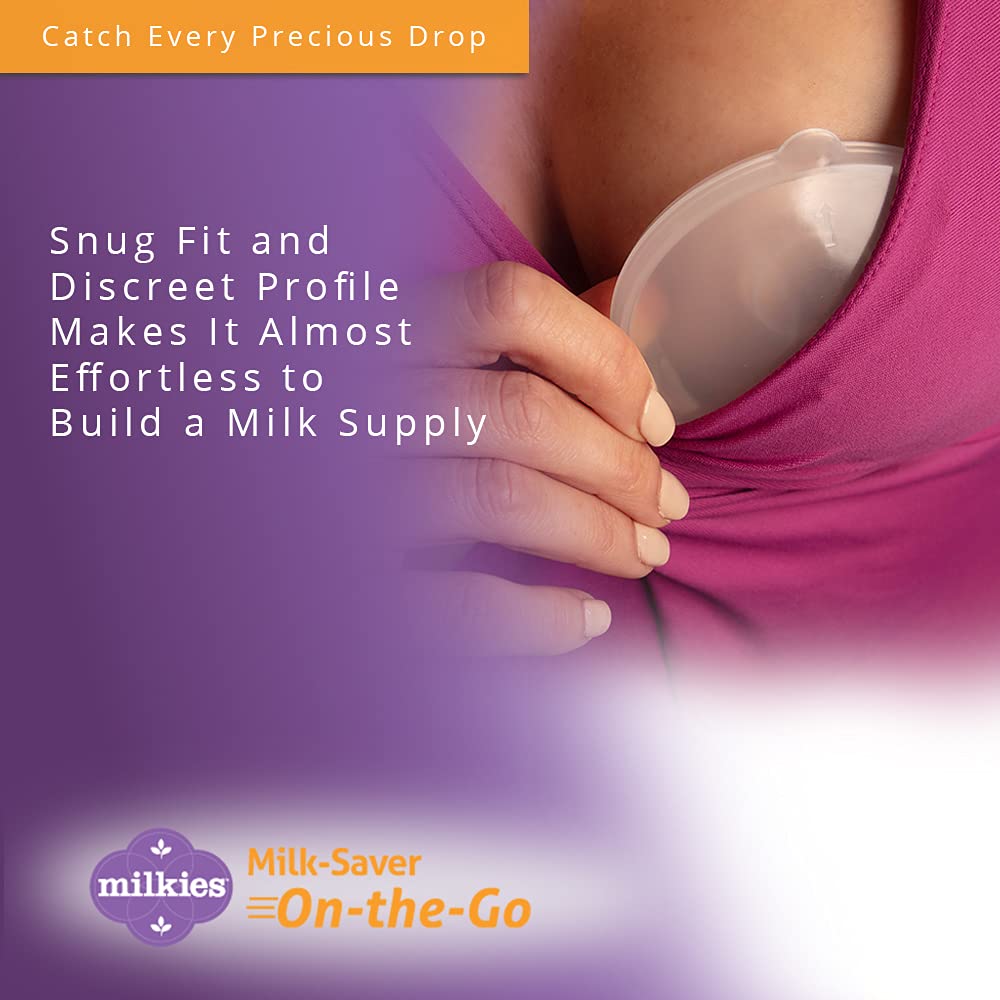Milkies Milk-Saver On-The-Go | Breast Milk Collector & Storage | Hands-Free Pumping for Nursing Moms | Perfect for Work, Travel & Active Lifestyles