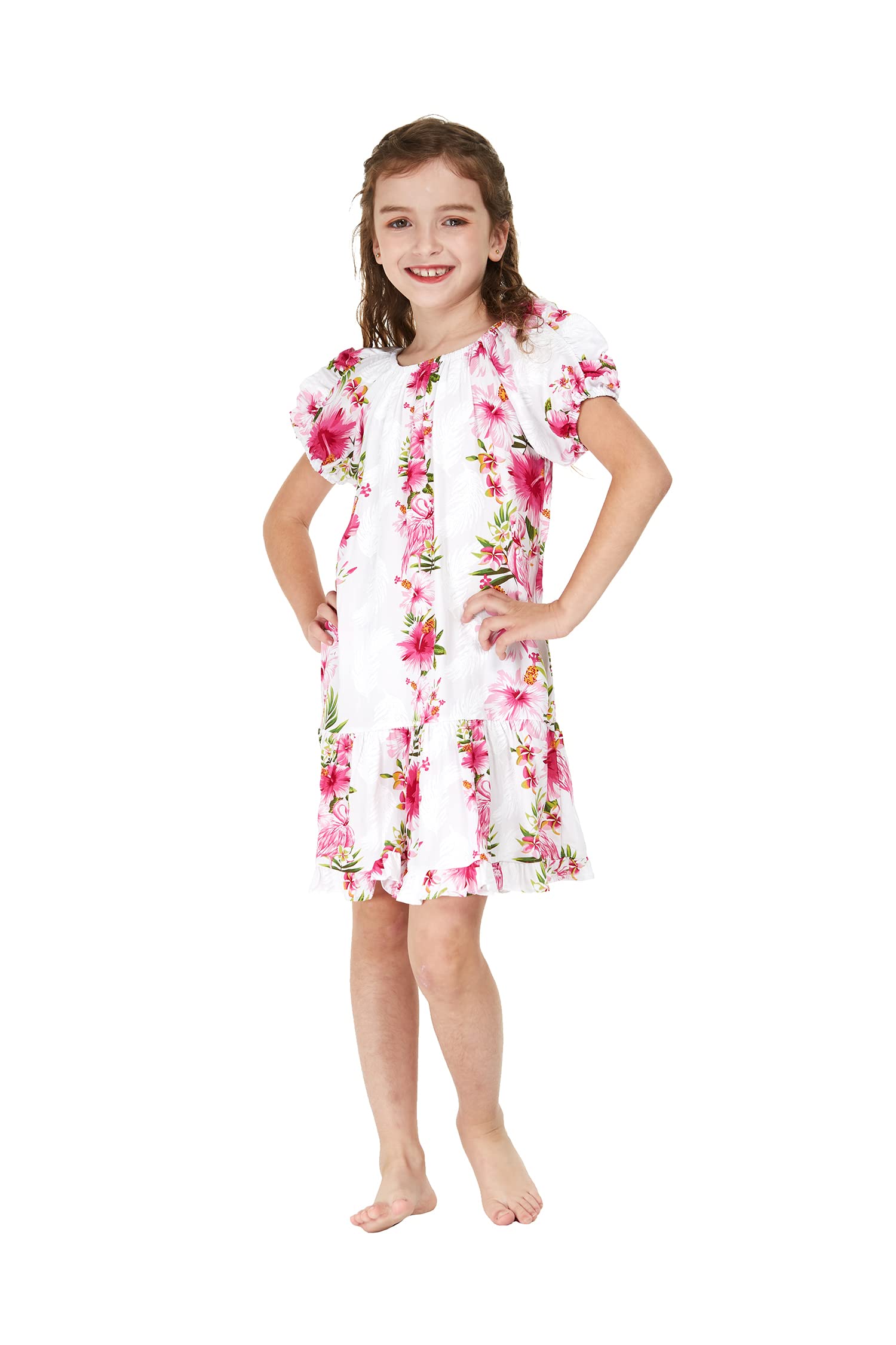 Hawaiian Floral Short Sleeve Muumuu Dress for Women - Pink Hibiscus Vine Print on Black, Beach Vacation Dress, Luau Party Outfit, Summer Casual Wear