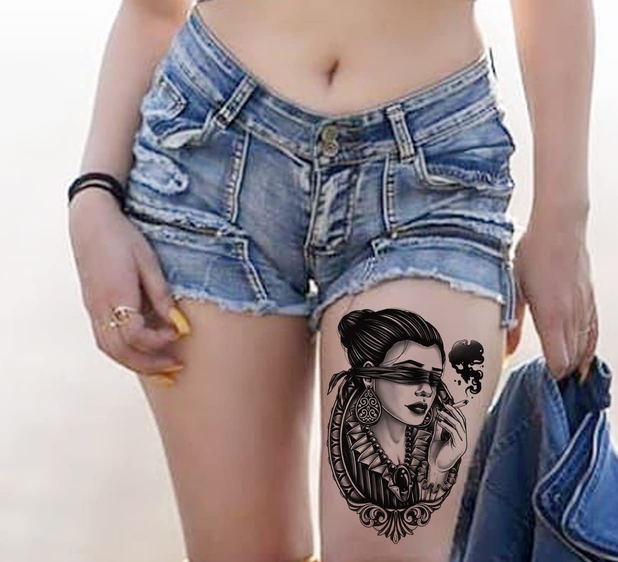 Waterproof Temporary Tattoo Stickers for Men & Women - 3D Realistic Flowers, Butterflies, Stars, Angels, Wolves & Armband Designs (19x12cm) | Perfect for Parties, Halloween, Cosplay & Body Art