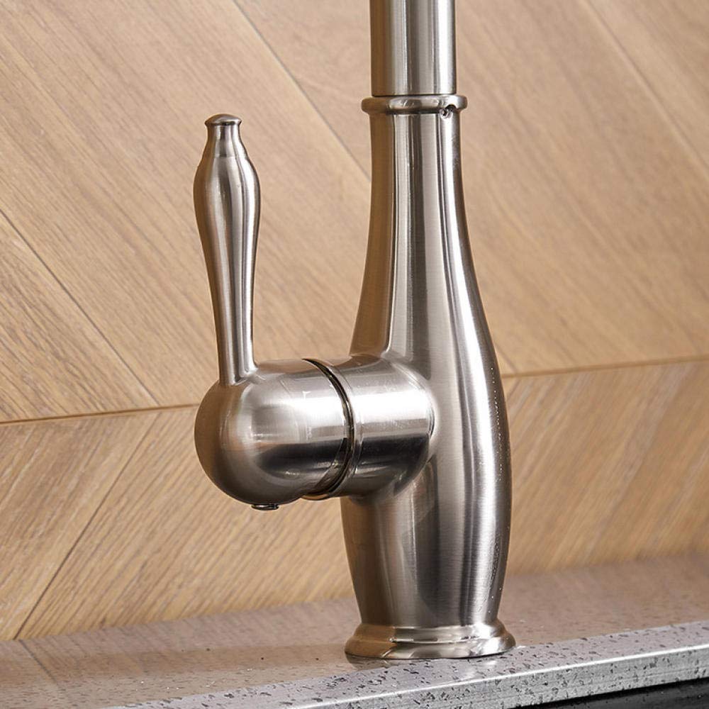 Premium Single Handle Brushed Nickel Kitchen Faucet with Pull-Out Sprayer & 360° Swivel - Durable Brass Construction for Modern Kitchens - Perfect for Washing Dishes, Filling Pots & Cleaning Sinks