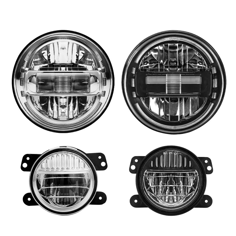 LOYO 7 King Kong LED Headlights + 4 Smiley LED Fog Lights for Jeep Wrangler 1997-2018 JK JKU TJ LJ - High Brightness Off-Road Lighting for Night Driving & Adventure