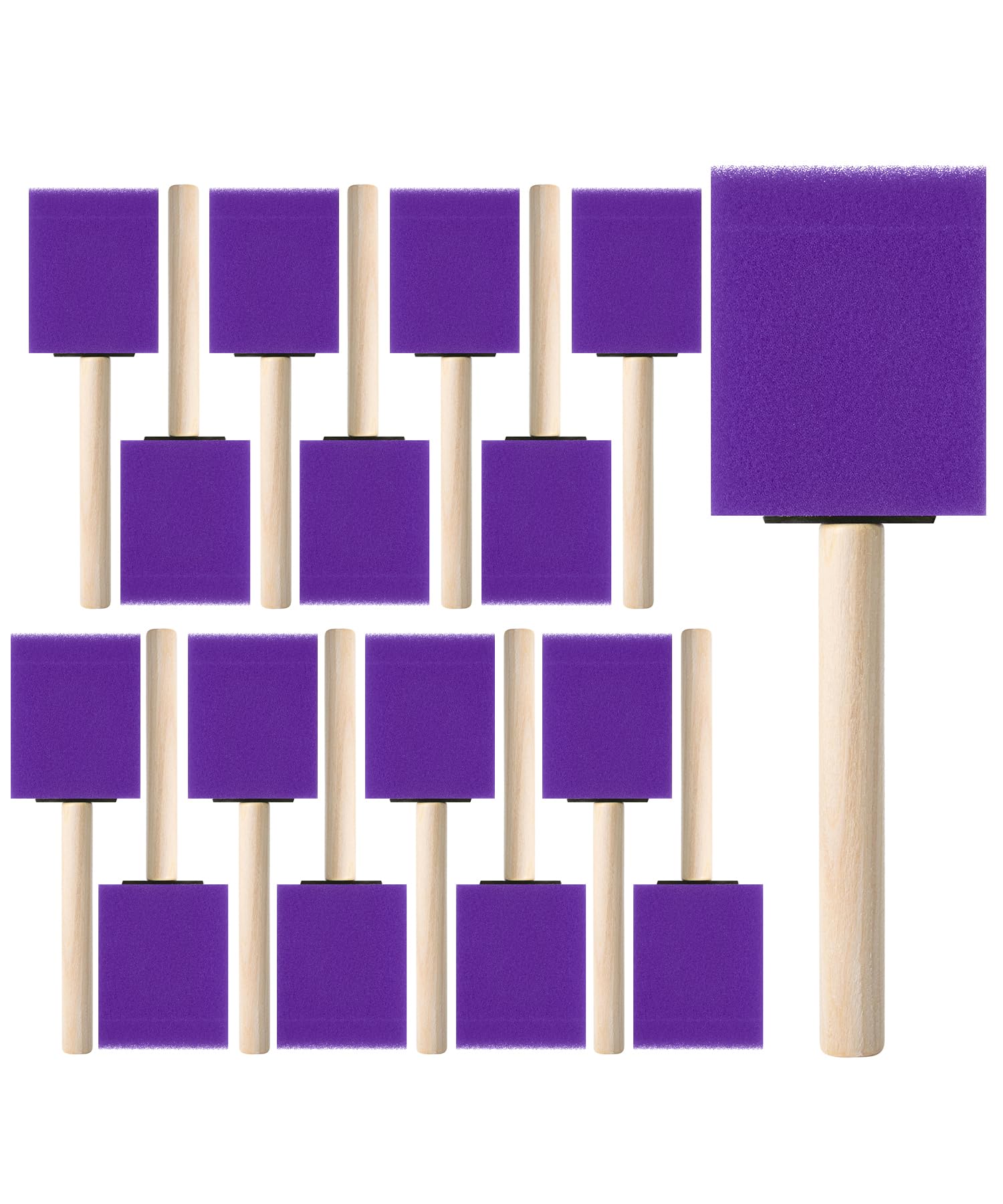 Bates 2 Inch Foam Paint Brushes - 16 Pack Violet Sponge Brushes for Painting, Staining, Mod Podge & Crafts - Perfect for DIY Projects, Home Decor & Artwork