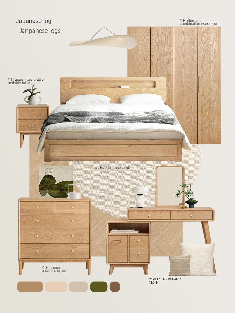 Premium Oak Solid Wood Luminous Box Bed - Durable Nightstand with Glow-in-the-Dark Features for Bedroom, Guest Room, and Kids Room Decor