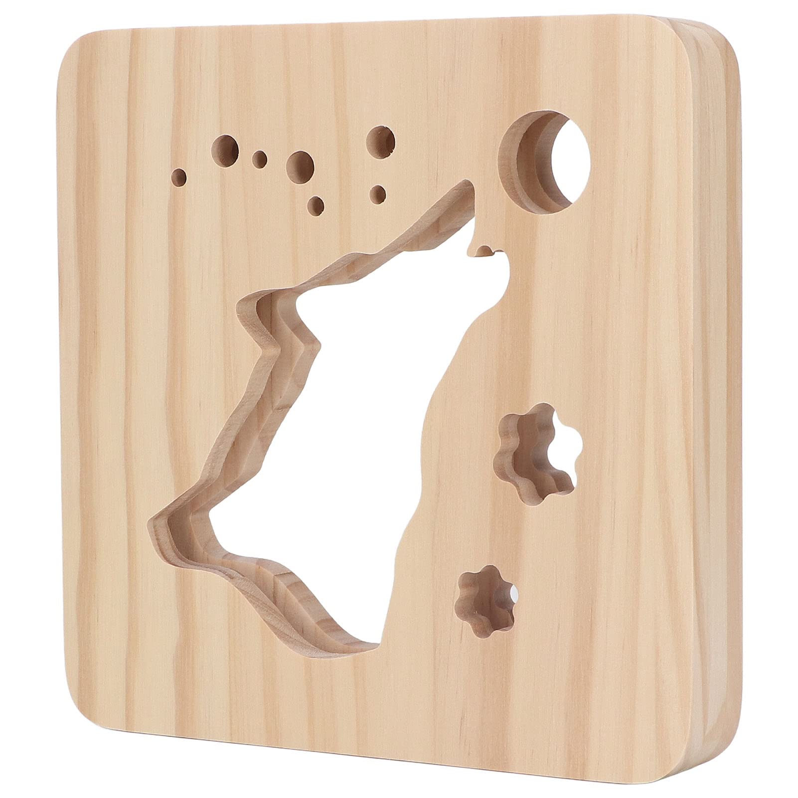 Pssopp 3D Wooden Wolf Night Light - Hollow Forest Animal Decor with USB Power for Home, Bedroom, Nursery Shelf | Perfect for Kids' Room, Cabin, and Nature-Themed Decor