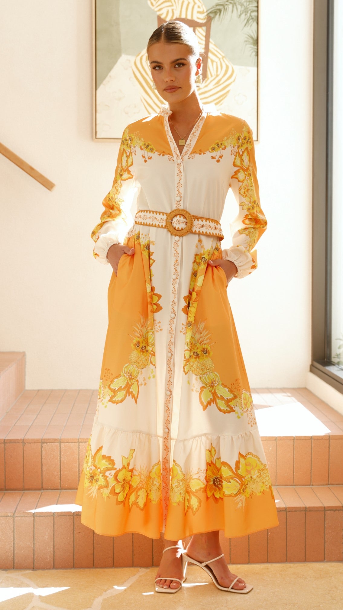 Addison Maxi Dress - Orange & Yellow Floral Summer Dress for Women | Beach Vacation, Garden Party & Casual Outfit