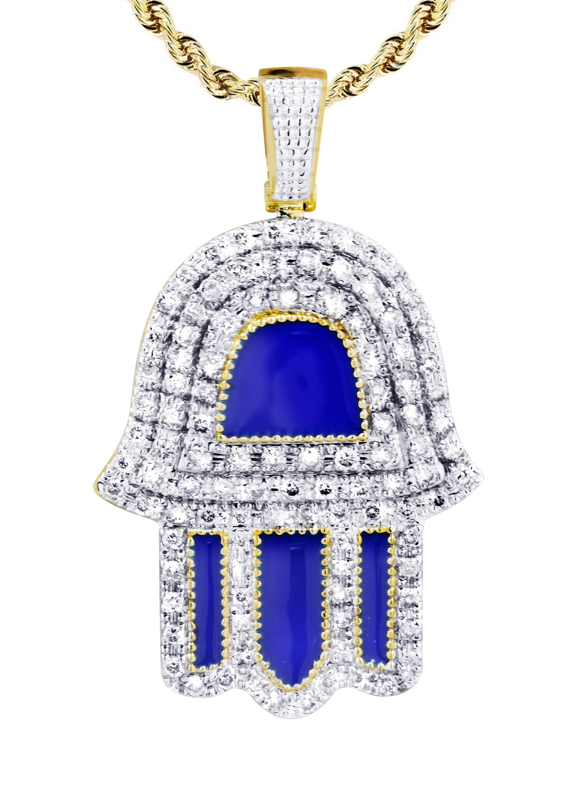 10K Yellow Gold Hamsa Diamond Necklace - 0.76 Carats Diamond Pendant for Women | Elegant Jewelry Gift for Birthday, Anniversary & Special Occasions