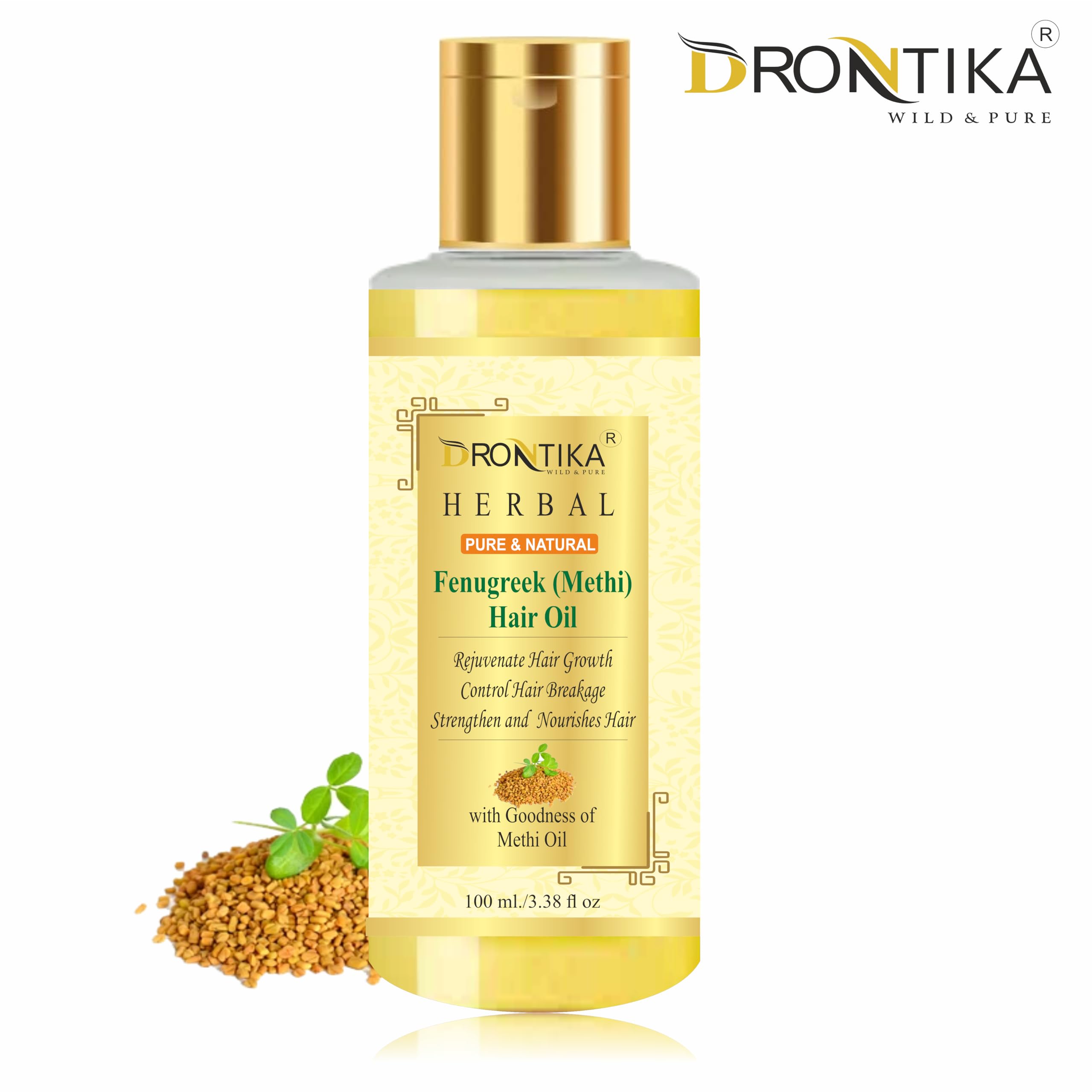 **Drontika Herbal Fenugreek (Methi) Hair Oil for Hair Growth & Hair Fall Control – 100ml (Pack of 2) – Natural Remedy for Thicker, Stronger Hair – Perfect for Daily Scalp Massage & Hair Care Routine**