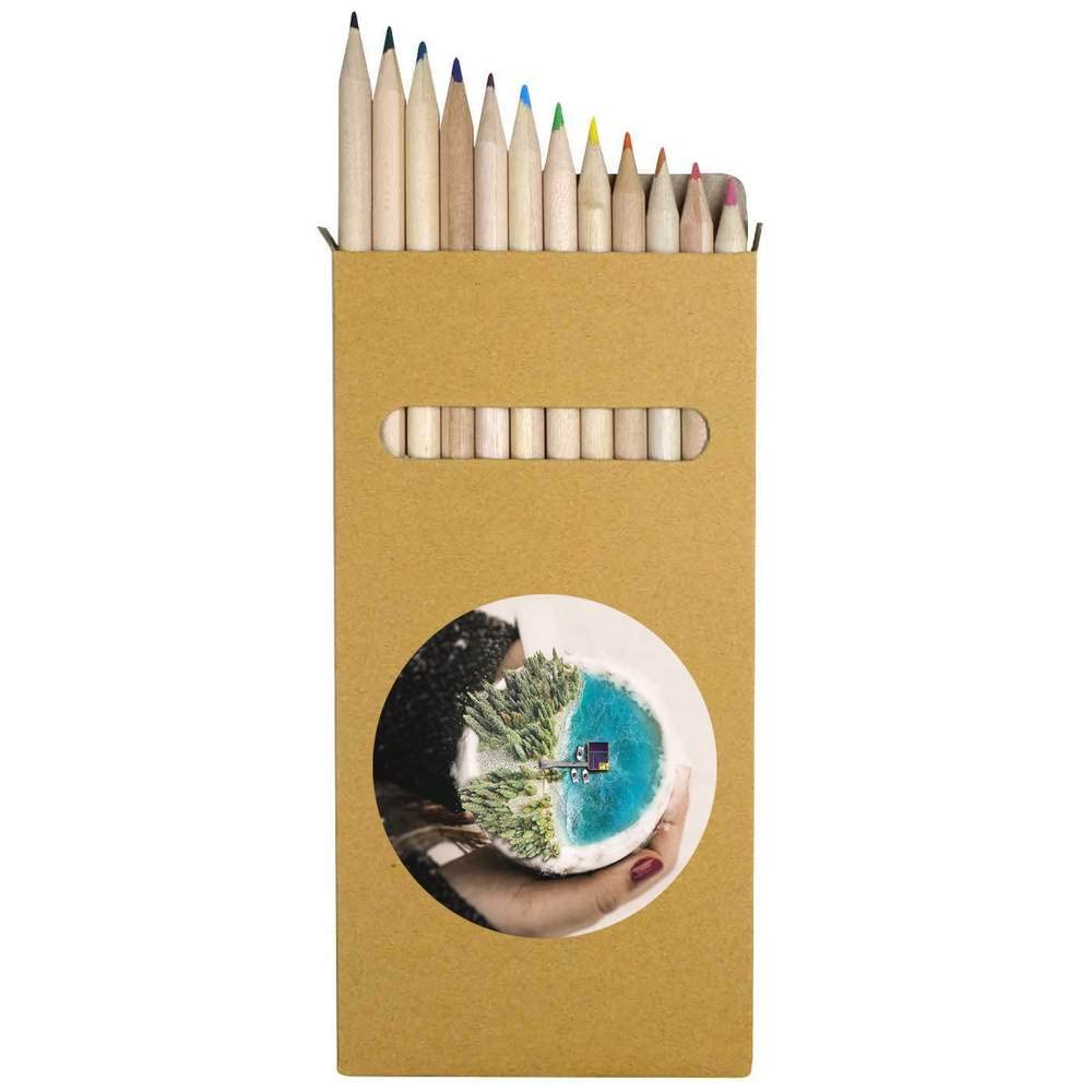 Azeeda 12-Pack Long 178mm Colored Pencils Set - Vibrant Jetty in a Mug Design (PE00011962) | Perfect for Sketching, Coloring Books, Art Projects & DIY Crafts