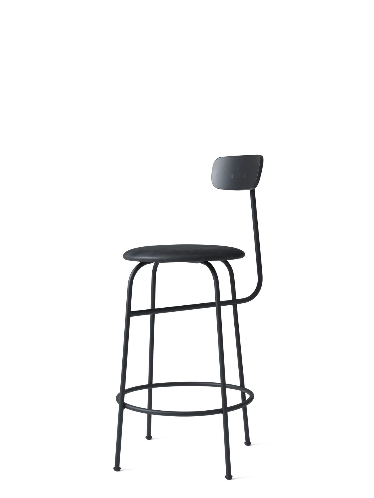 AUDO CPH Afteroom Counter Chair - Modern Leather Upholstered Bar Stool with Black/Black Dunes Design - Perfect for Kitchen Islands, Breakfast Bars & Contemporary Dining Areas