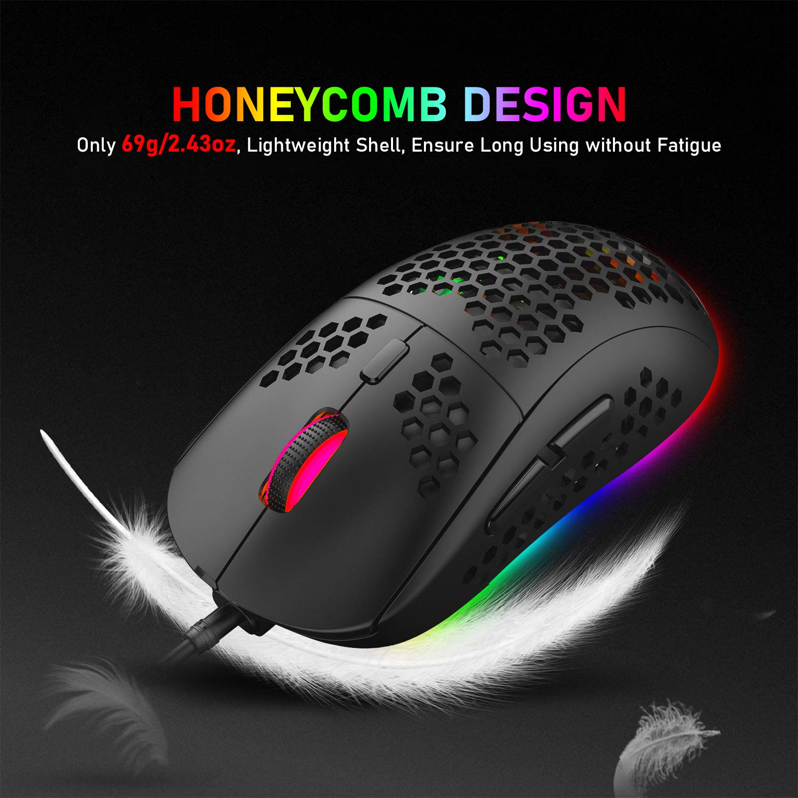 60% Wired Mechanical Gaming Keyboard & Mouse Combo - RGB Backlit for PC/Mac Gaming