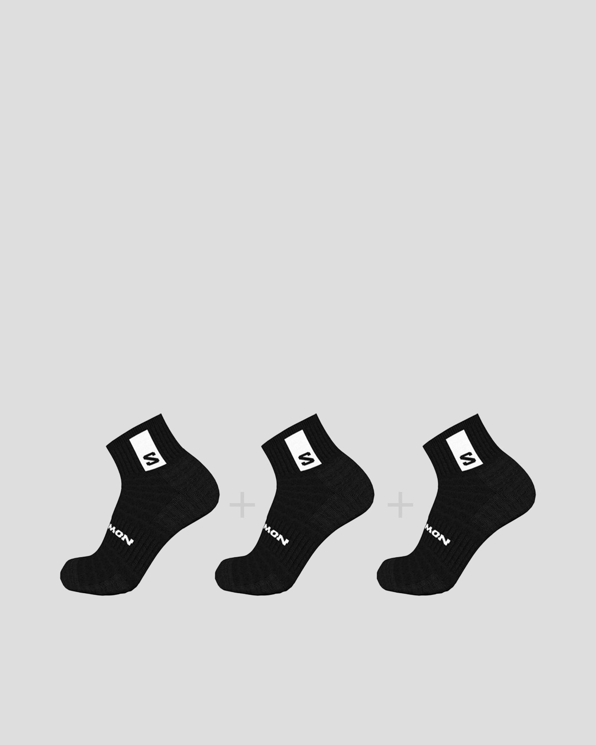 Salomon Everyday Ankle Socks 3-Pack - Black - Moisture-Wicking & Breathable Athletic Socks for Running, Hiking & Daily Wear