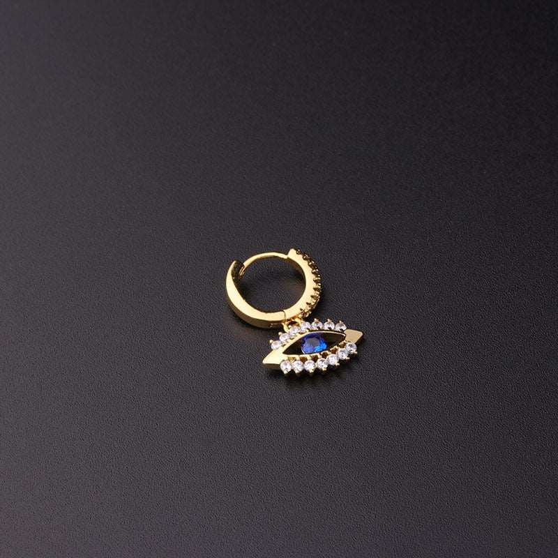 18K Gold Evil Eye Dangle Cartilage Hoop Clip-On Earrings for Women | Trendy Cartilage Piercing Jewelry | Perfect for Everyday Wear & Gift Giving | HSPJ344