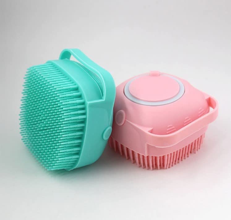 CHITDAX Silicone Body Scrubber & Exfoliating Shower Brush with Soap Dispenser - Soft Bath Brush for Kids & Adults - Pack of 2 Multicolor - Perfect for Gentle Exfoliation & Deep Cleansing in Shower or Bath