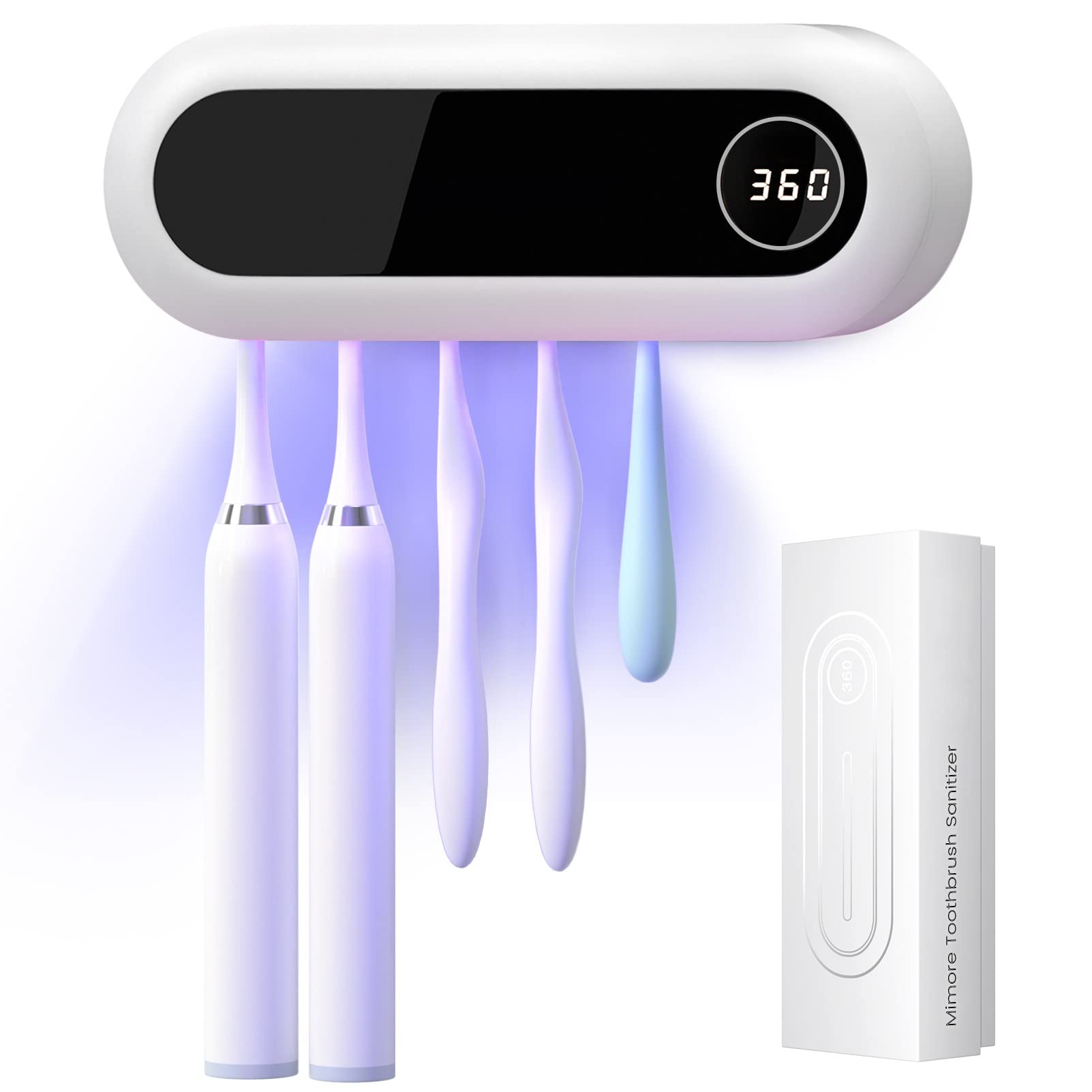 MIMORE Cordless Wall Mounted Toothbrush Holder with 5 Slots & Built-in Timer - Bathroom Organizer for Family Oral Care & Travel Essentials