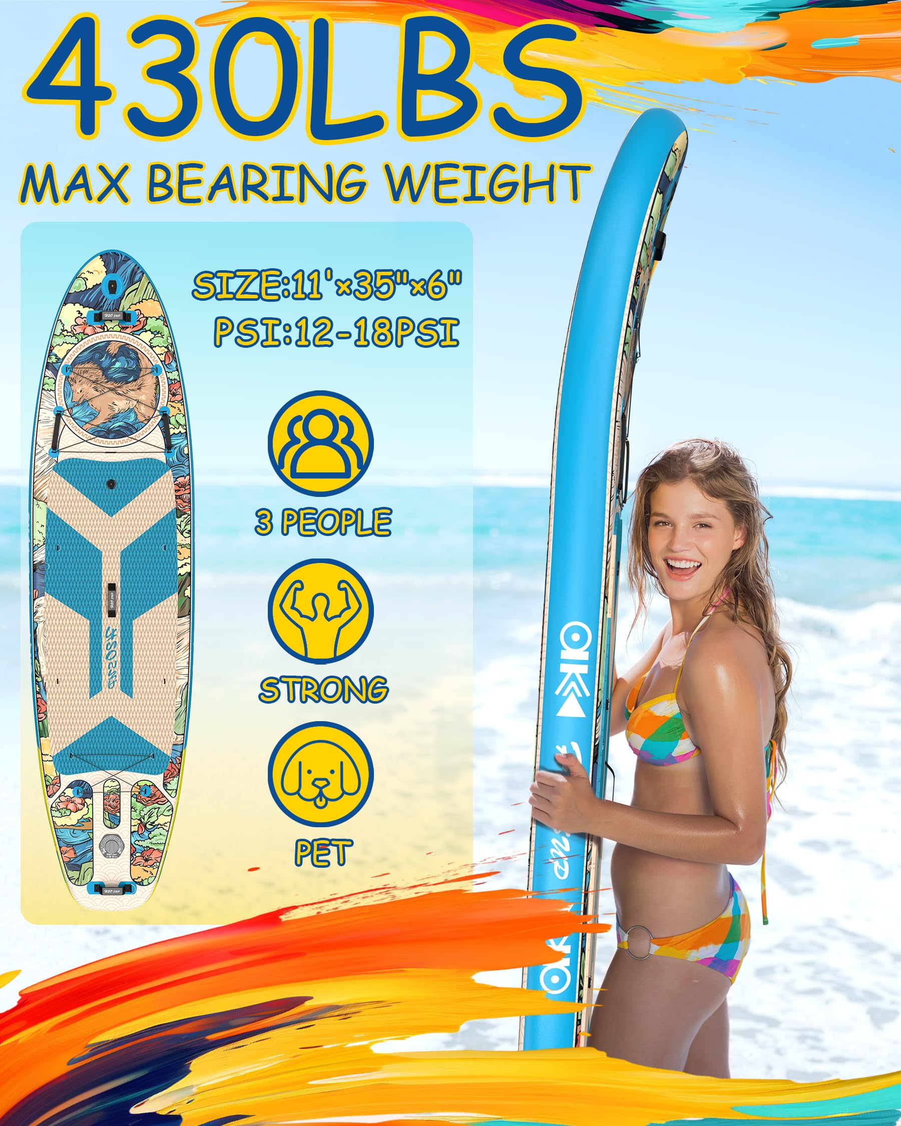 H2OSUP Inflatable Stand Up Paddle Board - Wide Stable Design for Adults with Premium SUP Accessories | Perfect for Fishing, Yoga & Water Exploration
