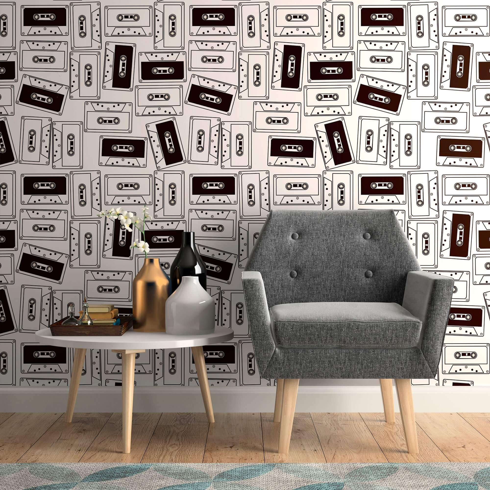 White Retro Teens Peel and Stick Removable Wallpaper 0787 - Self-Adhesive Wall Decor for Bedroom, Dorm, Nursery & Home Office