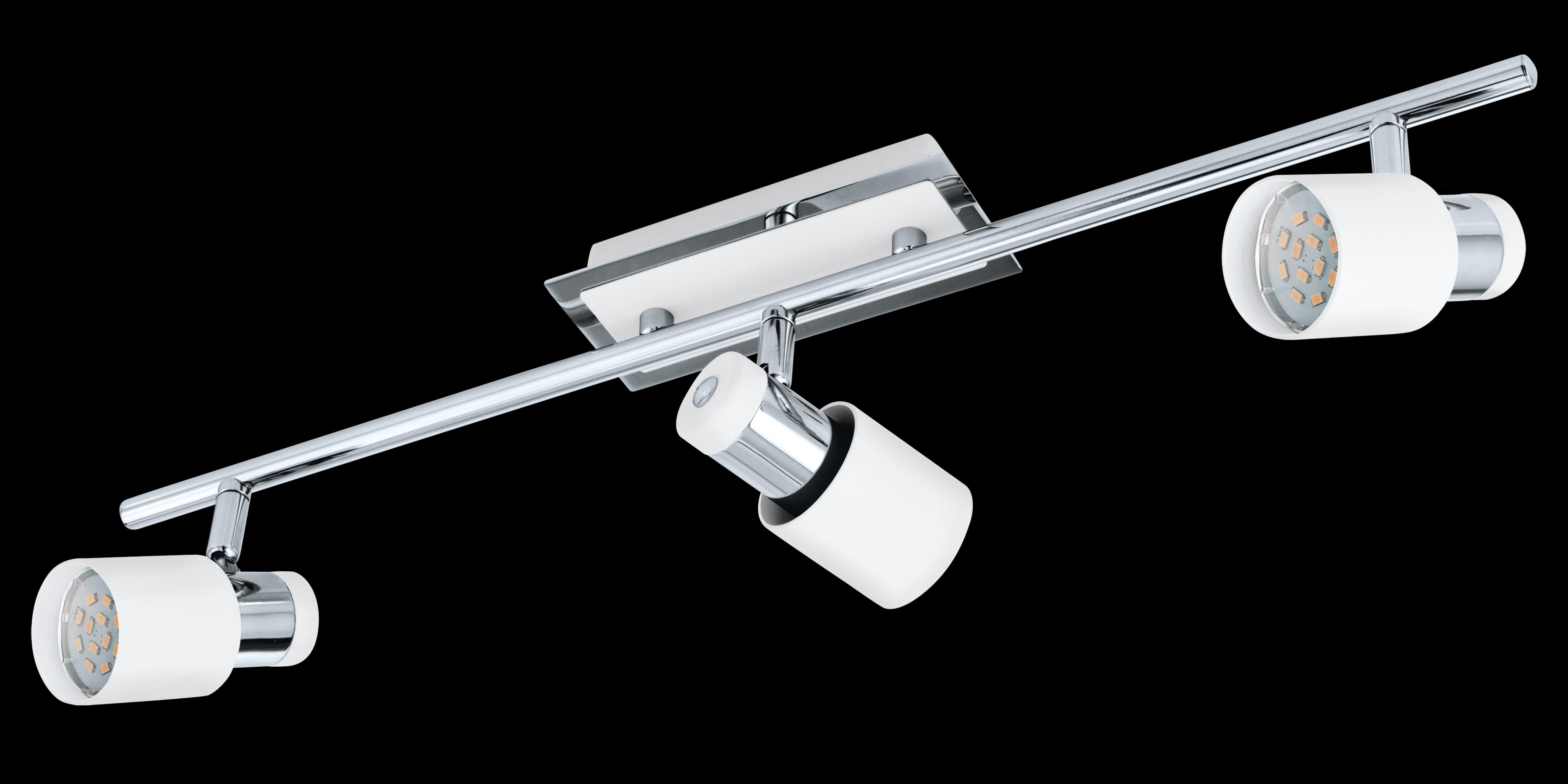 Eglo Davida Chrome & White 3-Light Bar Spotlight - Modern Ceiling Lighting Fixture for Kitchen, Dining Room, and Bedroom