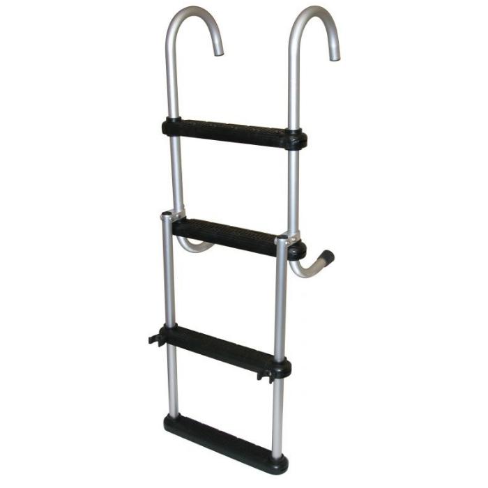 JIF Marine ASC Removable Folding Pontoon Ladder - Heavy Duty Aluminum Boat Ladder for Easy Water Access | Perfect for Fishing, Swimming & Water Sports
