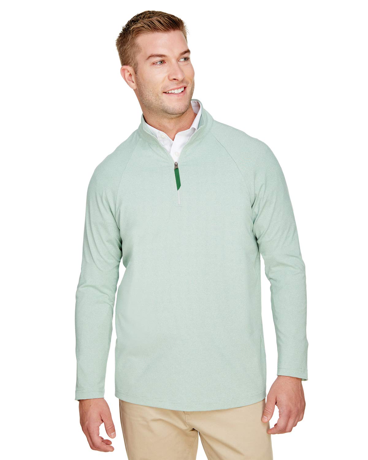 CrownLux Performance™ Men's Micro-Stripe Quarter-Zip Pullover - Breathable Golf Shirt in Kelly Green (Size 4XL) - Perfect for Golf, Clubhouse & Casual Wear