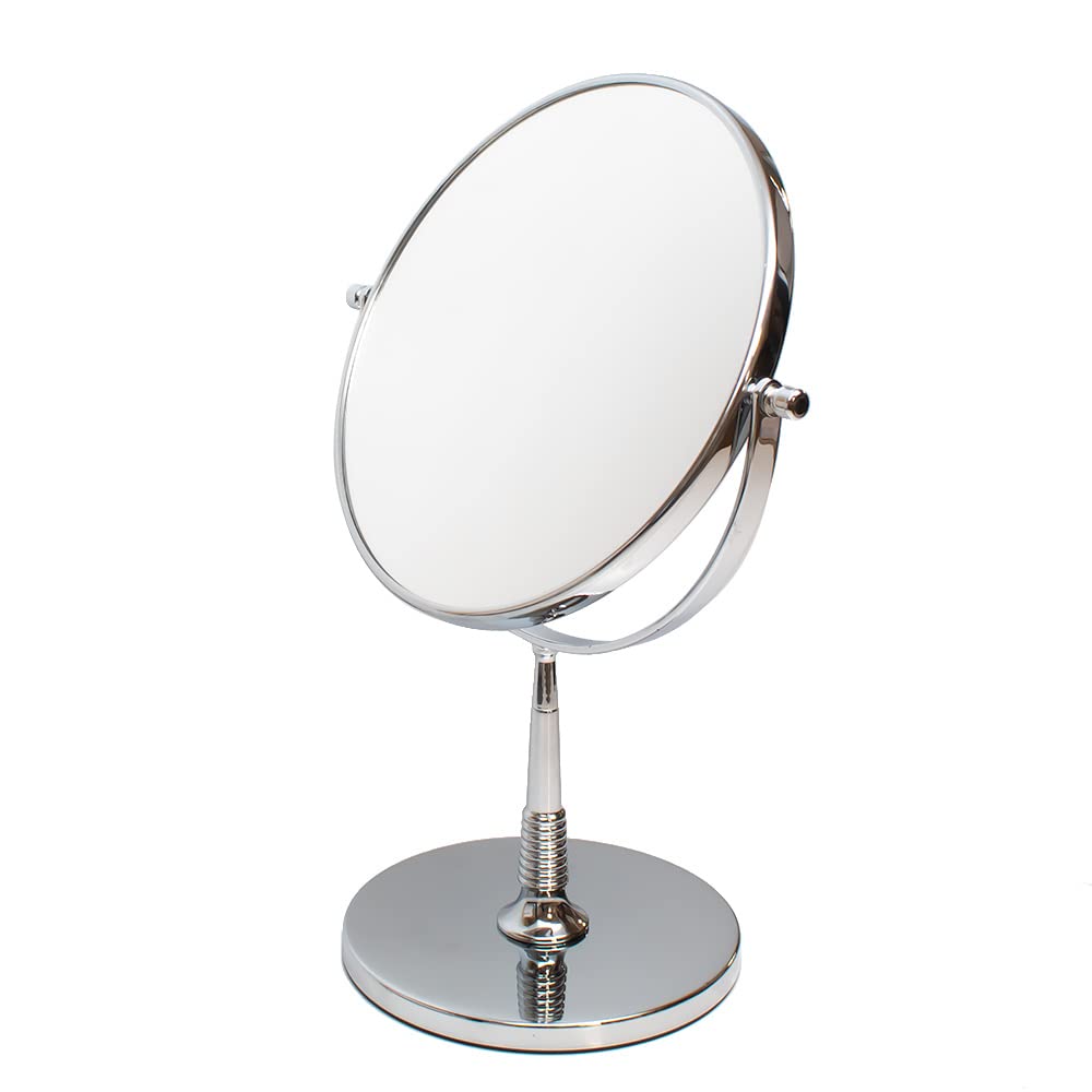Calabria 8031 1X 5X Magnifying Makeup Mirror - Chrome Silver Vanity Mirror for Desk, Tabletop & Bathroom Sink - Perfect for Makeup Application, Skincare & Shaving