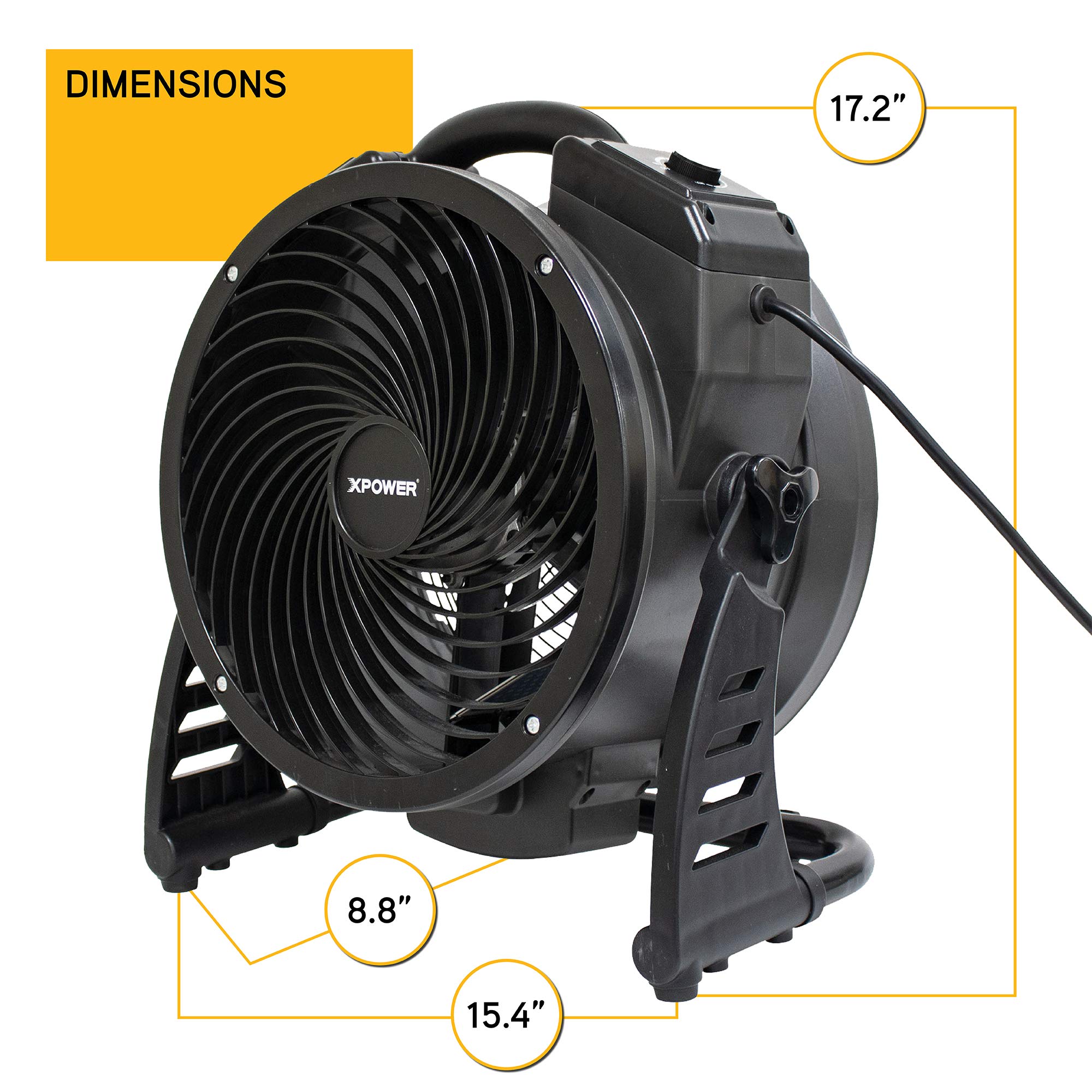 XPOWER M-25 Commercial Ozone Generator Fan - High Capacity Air Mover with Ozone Sanitization for Large Areas - Odor Removal & Air Purification for Warehouses, Gyms, and Restaurants