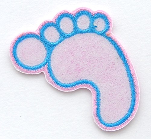 Custom Iron On Footprint Patch - 5.5cm Height - Pink & Blue Options for DIY Clothing, Bags & Accessories - Perfect for Kids, Pets & Memory Keepsakes