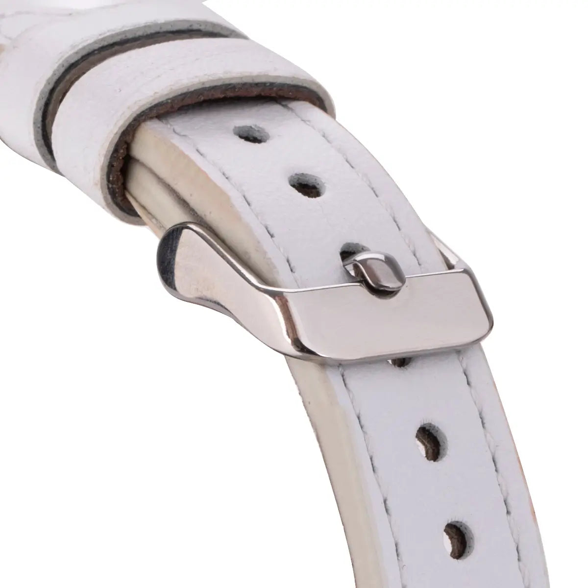 Premium White Leather Ultra Slim Apple Watch Band - Compatible with All Apple Watch Models - Elegant & Comfortable for Workouts, Office & Everyday Wear