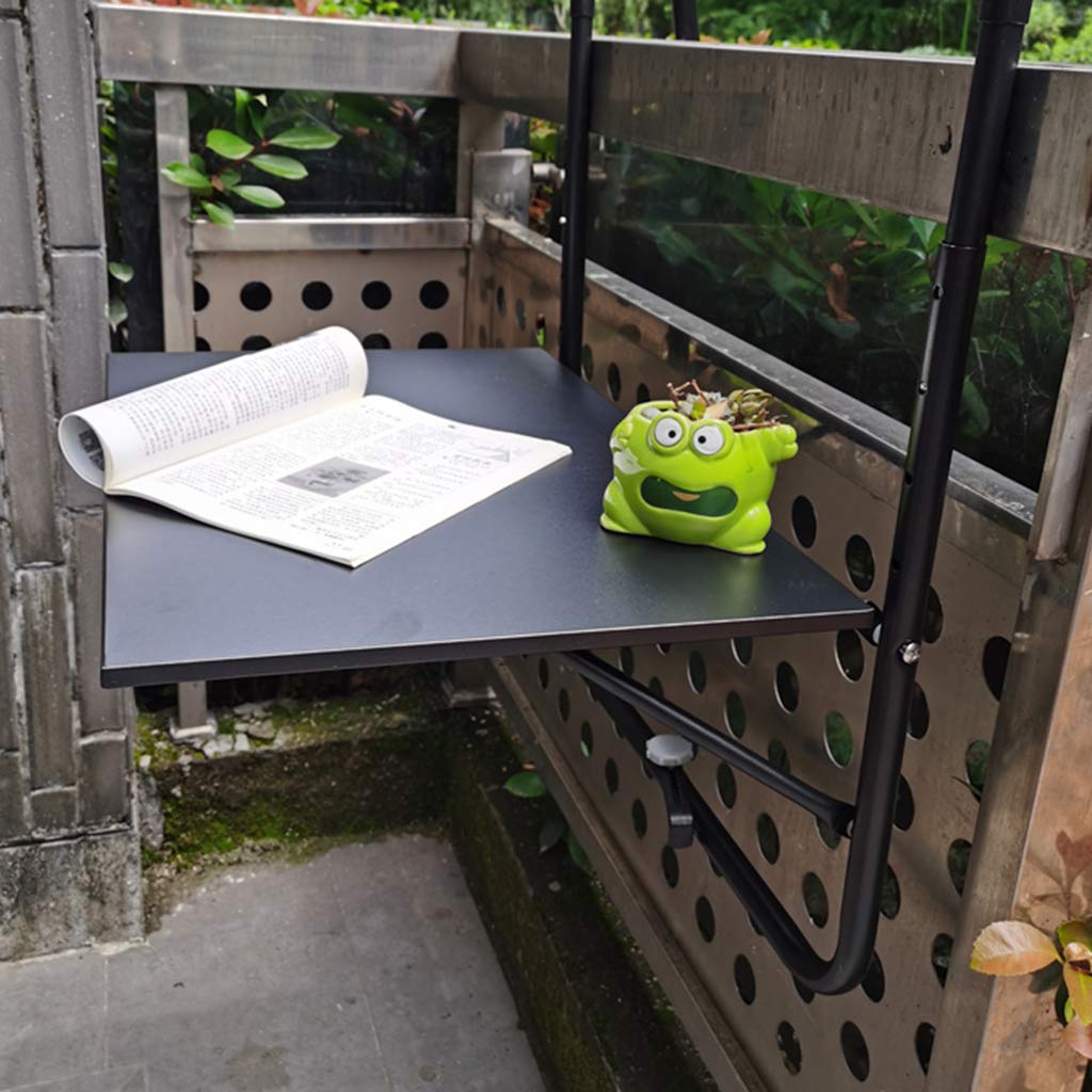 Foldable Outdoor Balcony Hanging Table - Adjustable Folding Deck Table for Patio Railing, Garden & Small Space Dining - Fits Railings from 0.5cm - Perfect for Coffee, Breakfast & Relaxing on Your Balcony or Deck