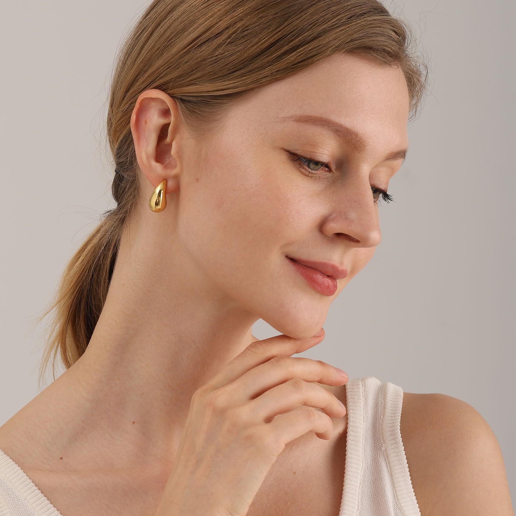 Chunky Gold Hoop Earrings for Women - Lightweight Hypoallergenic Hollow Teardrop Earrings | Trendy Fashion Jewelry for Everyday Wear & Special Occasions