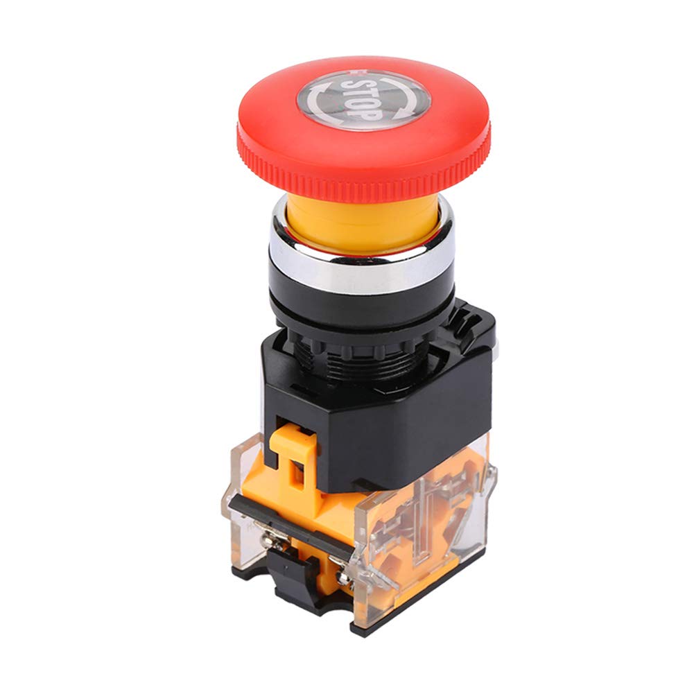 Flame Retardant Emergency Stop Switch - Heavy Duty Metal Push Button for Electromagnetic Starter Contactors | Perfect for Industrial Machinery, Motor Control Panels & Electrical Safety Systems