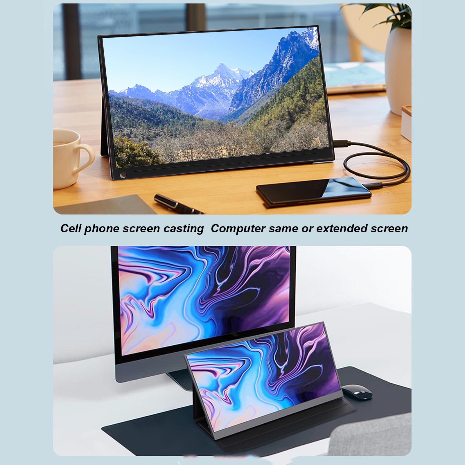 18 Inch Portable Monitor with USB C & HDMI, 2.5K Ultra-Thin IPS External Gaming Screen (2560x1600) - Second Display for Laptop, Phone, PC - Perfect for Work, Travel & Mobile Gaming