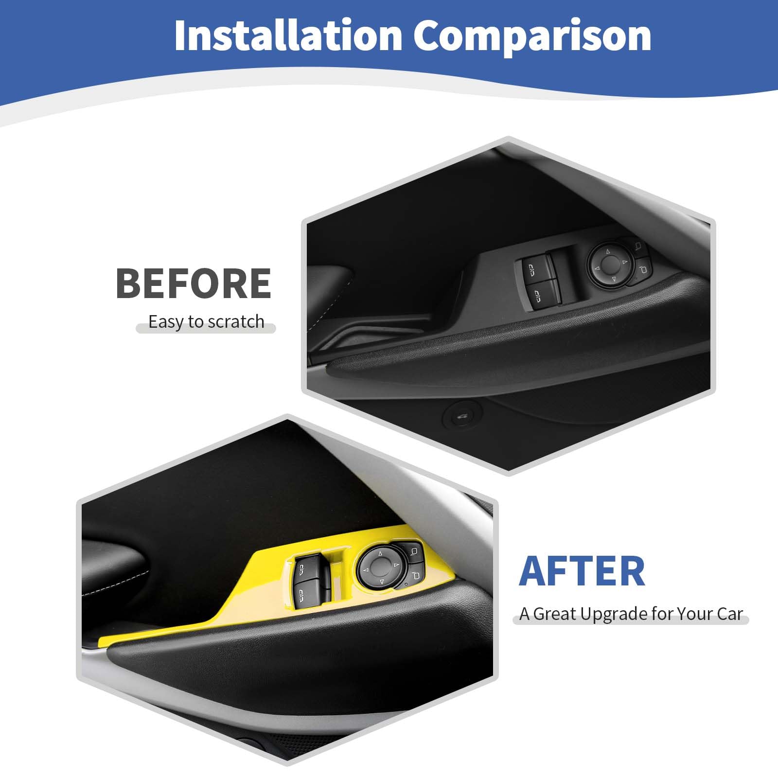 RT-TCZ Yellow Power Window Switch Panel for Chevy Camaro 2017-2024 - Interior Upgrade