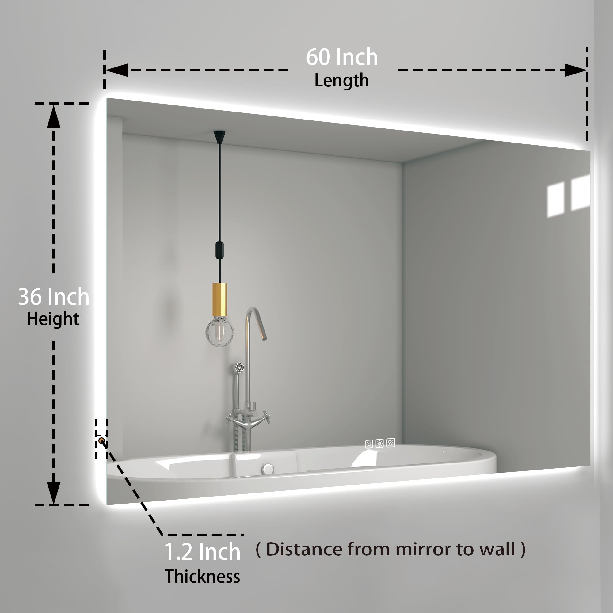 24x32 Inch LED Bathroom Mirror with Lights - Dimmable Anti-Fog Vanity Mirror with Memory Function, Front Lit Wall Mounted Mirror, Sand Matte White Finish & Waterproof Glass for Makeup, Shaving & Home Decor