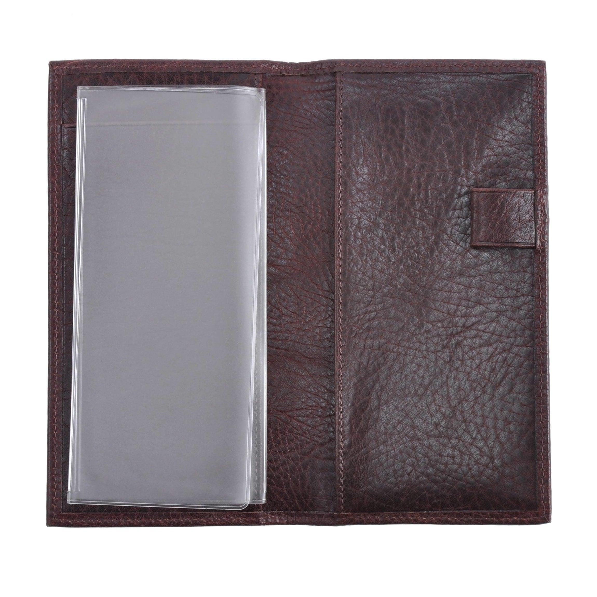 Premium Leather Checkbook Cover with Dividers - Espresso Brown for Organizing Checks & Receipts | Ideal for Business, Personal Finance & Banking Use