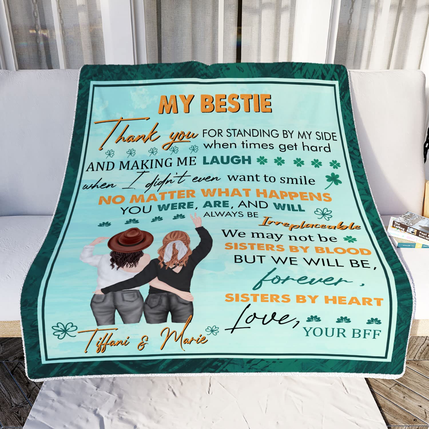 Personalized Fleece Blanket for Best Friend - Custom Name & Message Sherpa Blanket Gift for Women | Cozy BFF Gift for Birthdays, Anniversaries & Sleepovers
