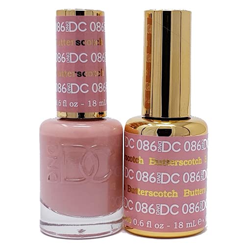 DnD DC Butterscotch #086 UV LED Gel Polish & Free Matching Nail Polish Set - 2x18ml - Professional Salon Quality Manicure for Home & Salon Use