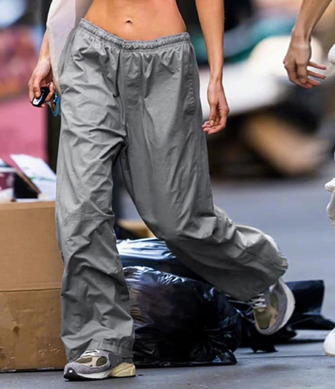 Y2K Low Waist Drawstring Cargo Pants - Baggy Straight Wide Leg Trousers for Women | E-Girl Harajuku Hiphop Streetwear Sweatpants | Perfect for Casual Wear, Street Style & Festival Outfits
