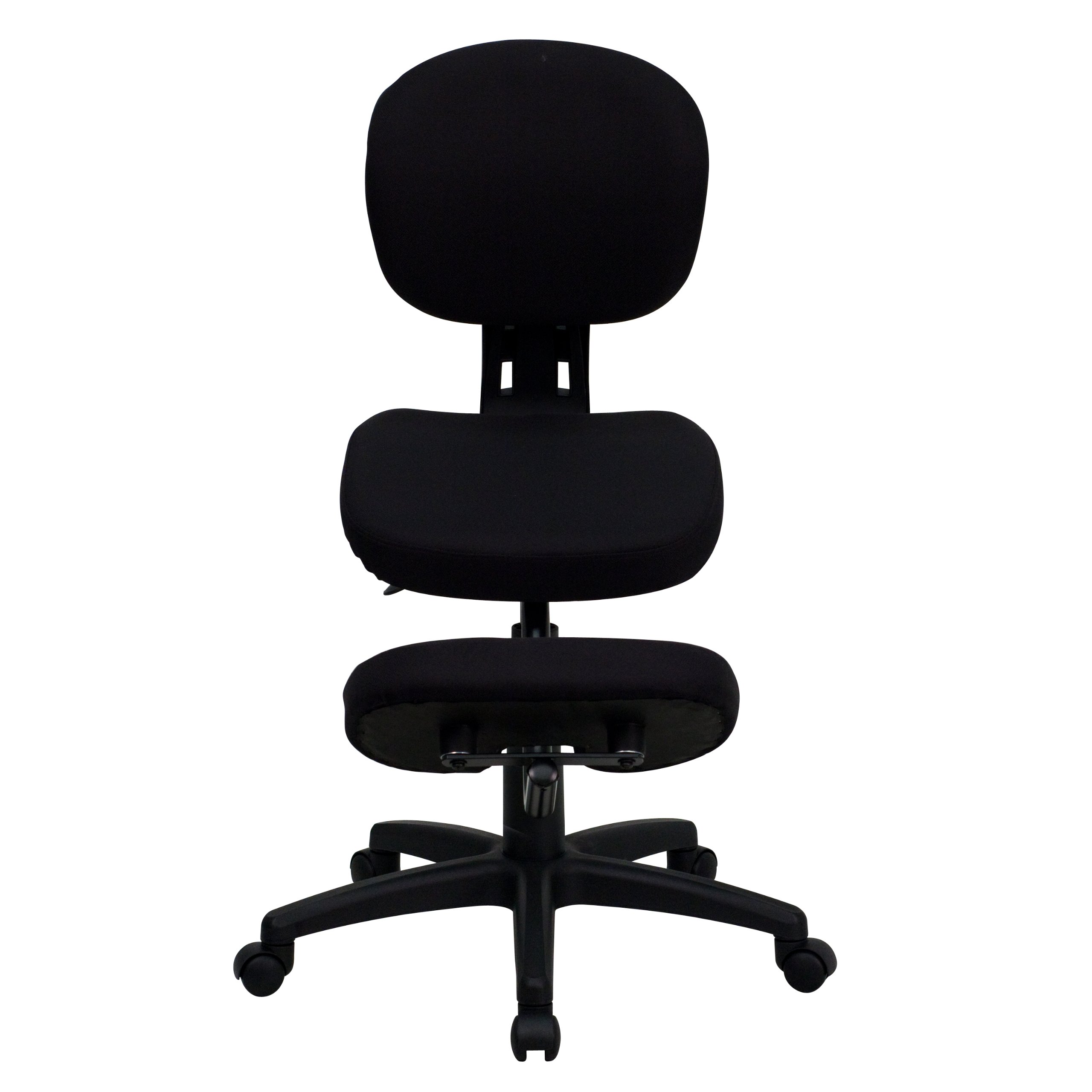 Ergonomic Kneeling Office Chair - Adjustable Posture Support Black Fabric Task Chair for Home & Office Workspace