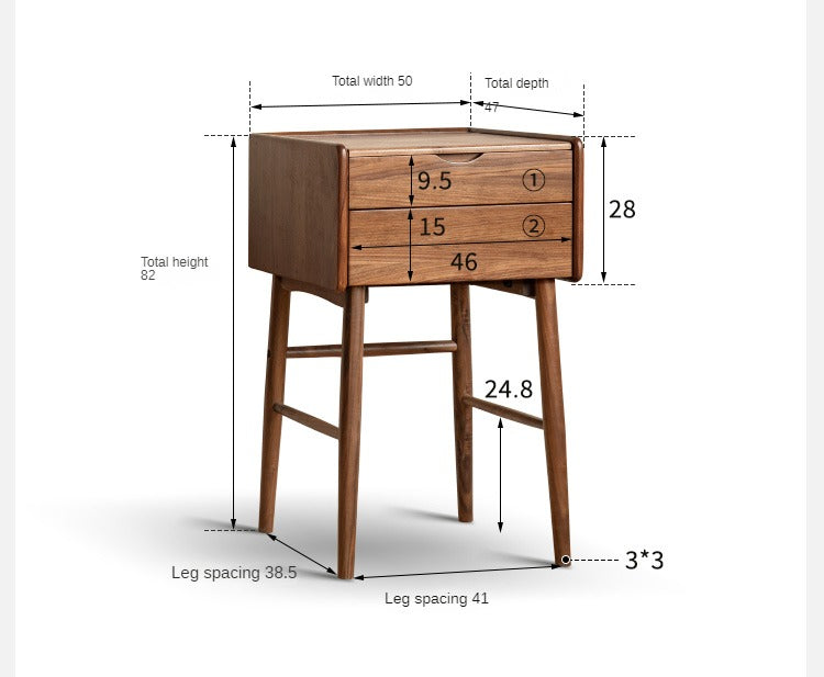 Solid Black Walnut Wood Mirror Dressing Table - Elegant Vanity Desk for Bedroom, Bathroom & Makeup Area