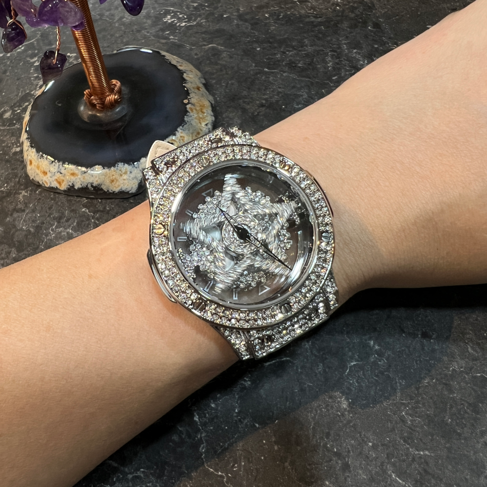 AG Collective Women's White Leather Strap Watch L 5047 SW S - Elegant Fashion Accessory for Office, Party & Everyday Wear