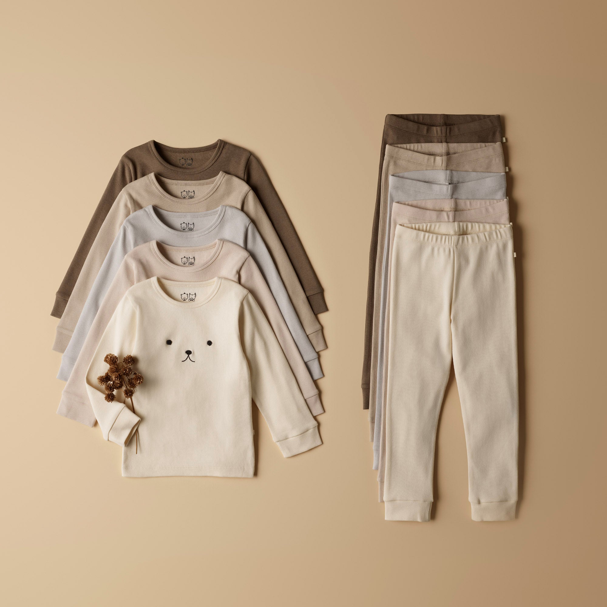 Organic Dusty Rose Ribbed Long Sleeve Pajama Set - Soft & Comfortable Sleepwear for Women, Perfect for Cozy Nights, Lounging & Relaxation at Home
