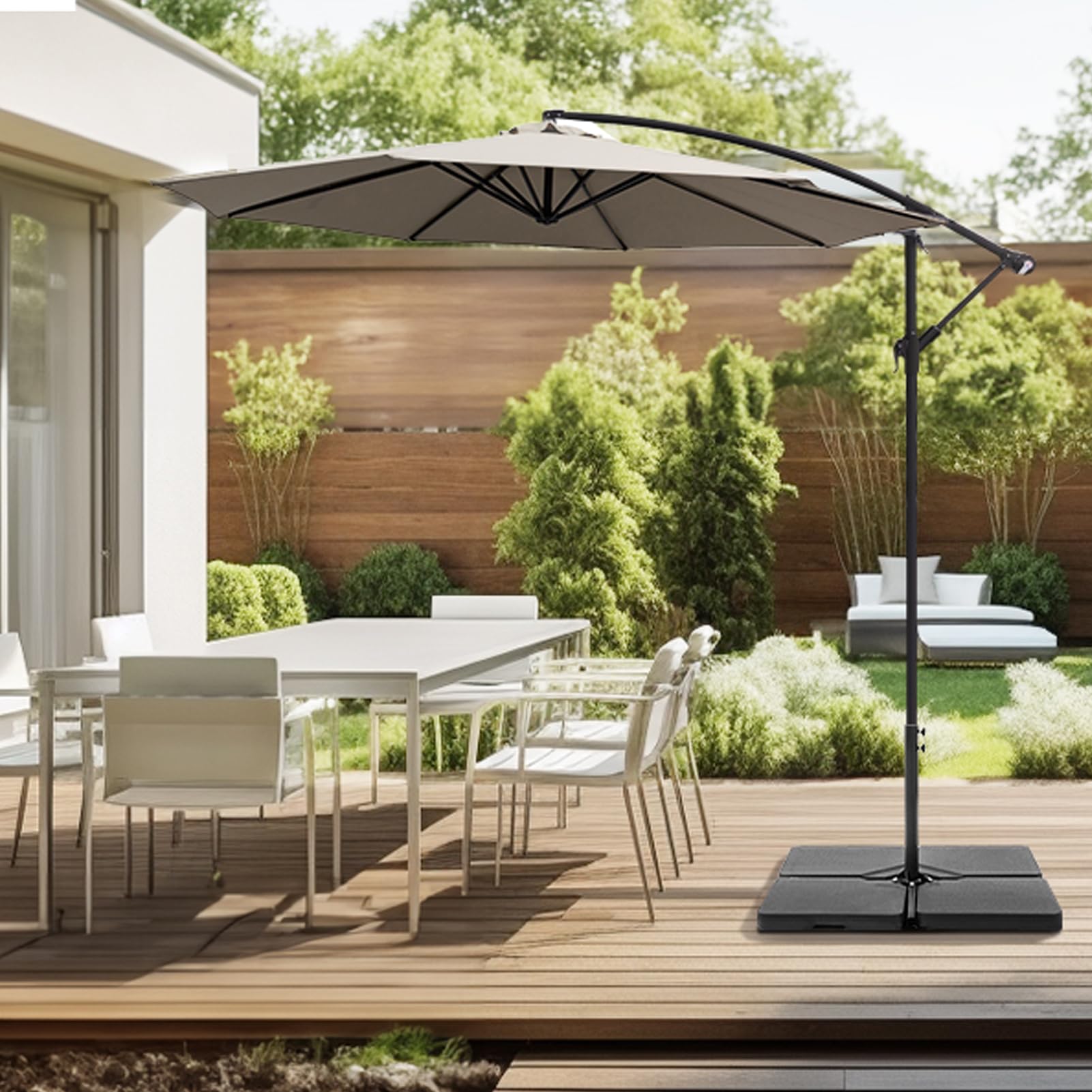 Heavy Duty 256 lb Base Weights Stand for Offset Cantilever Patio Umbrella - 4 Piece Black Set | Outdoor Garden, Poolside, Deck & Backyard Use