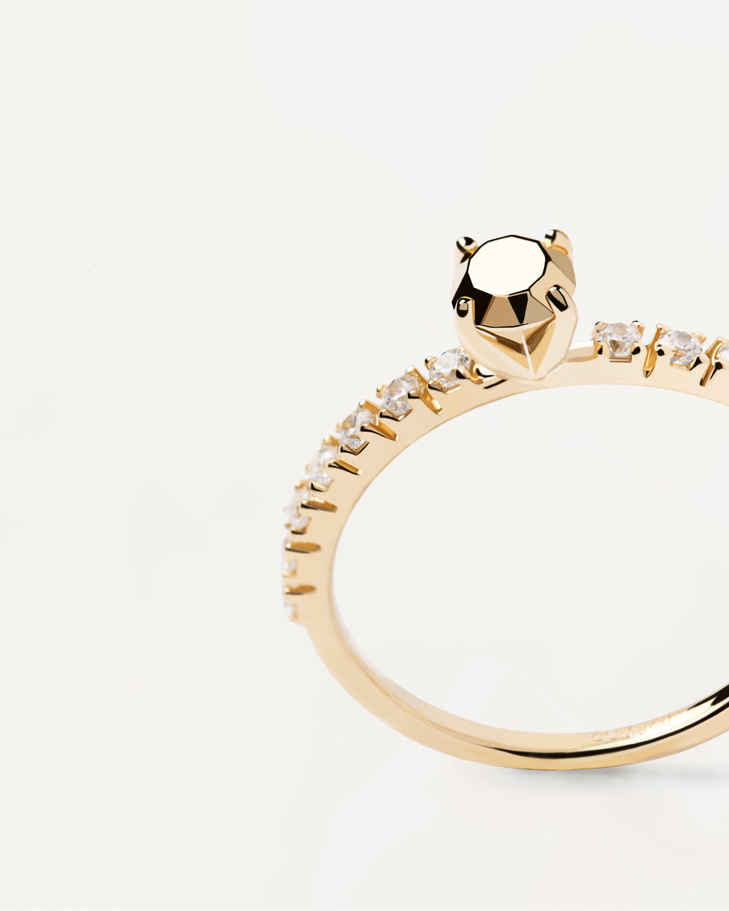 Extra Golden Gem Ring - Elegant 14K Gold Plated Cubic Zirconia Ring for Women | Perfect for Weddings, Parties & Special Occasions