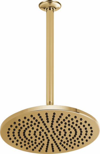 Brilliance Polished Gold 12 Round Raincan Shower Head 2.5 GPM - Brizo 81392 PG 2.5 | Luxury Bathroom Upgrade for Spa-Like Experience