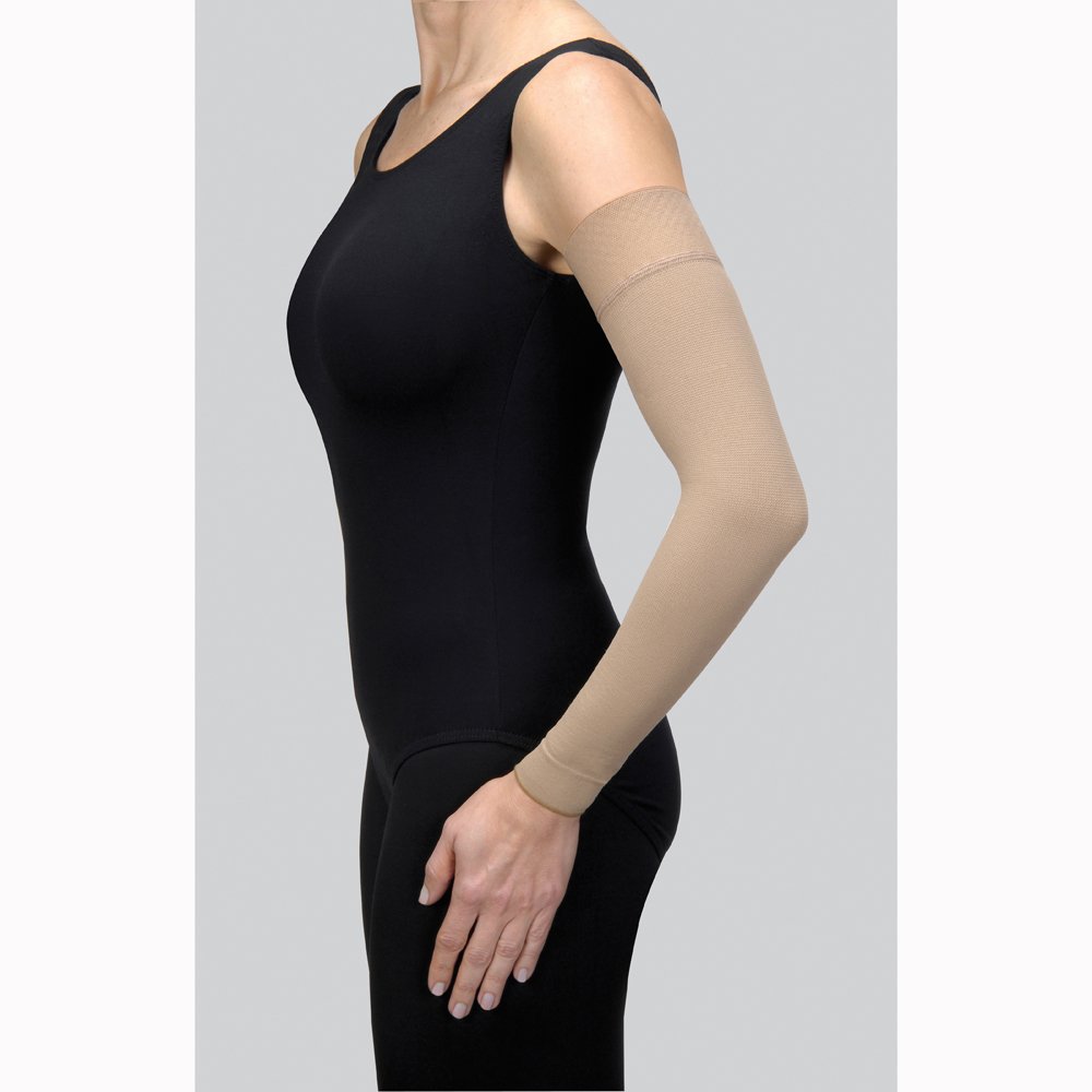 Jobst Bella Strong 20-30mmHg Compression Arm Sleeve for Women - Black, Size 9 Regular with Silicone Band - Ideal for Lymphedema, Post-Surgery Recovery & Daily Comfort