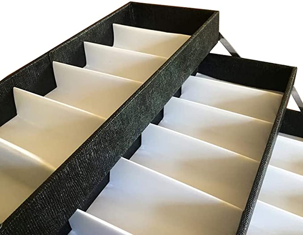 Premium PU Leather Foldable Eyeglasses Display Case with Password Key Lock - Secure Storage for 80 Pairs of Sunglasses, Eyewear, Watches & Jewelry - 18.9x8.86x14.17 Inch - Perfect for Retail Stores, Trade Shows & Home Organization