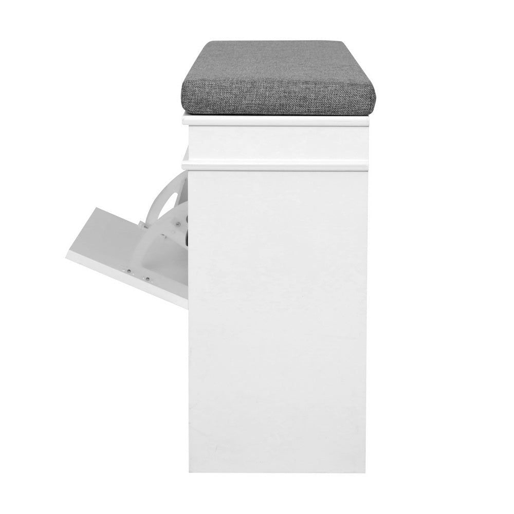 Artiss White Shoe Cabinet Bench with 12-Pair Storage Drawer - Shoe Organizer Rack for Entryway, Hallway & Bedroom - Space-Saving Shoe Shelf for Home Organization