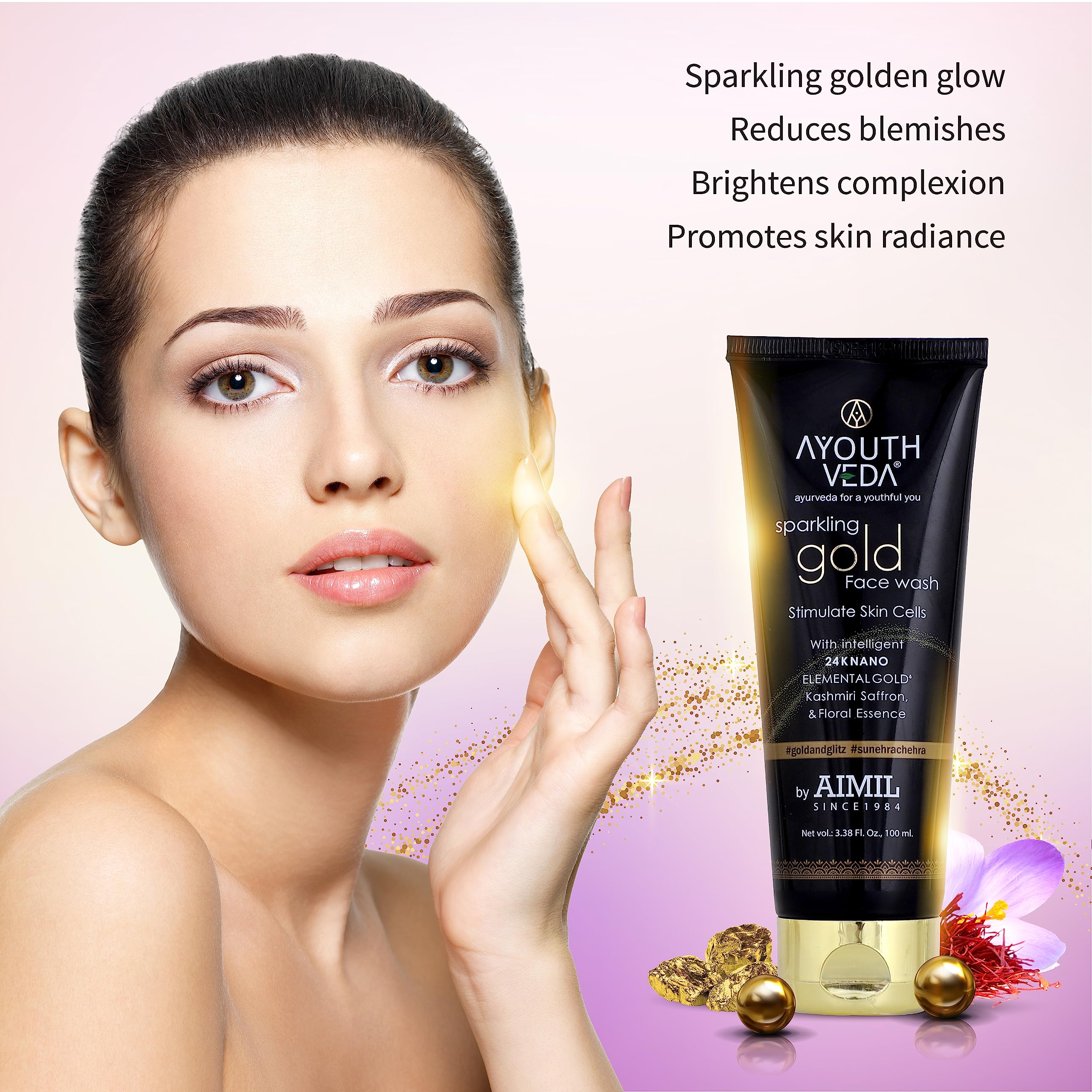 AYouthveda Luxury Face Wash Combo for Brightening Skin - Pearly & Gold Face Wash (100ml Each) | Glowing Complexion | Perfect for Daily Skincare & Special Occasions
