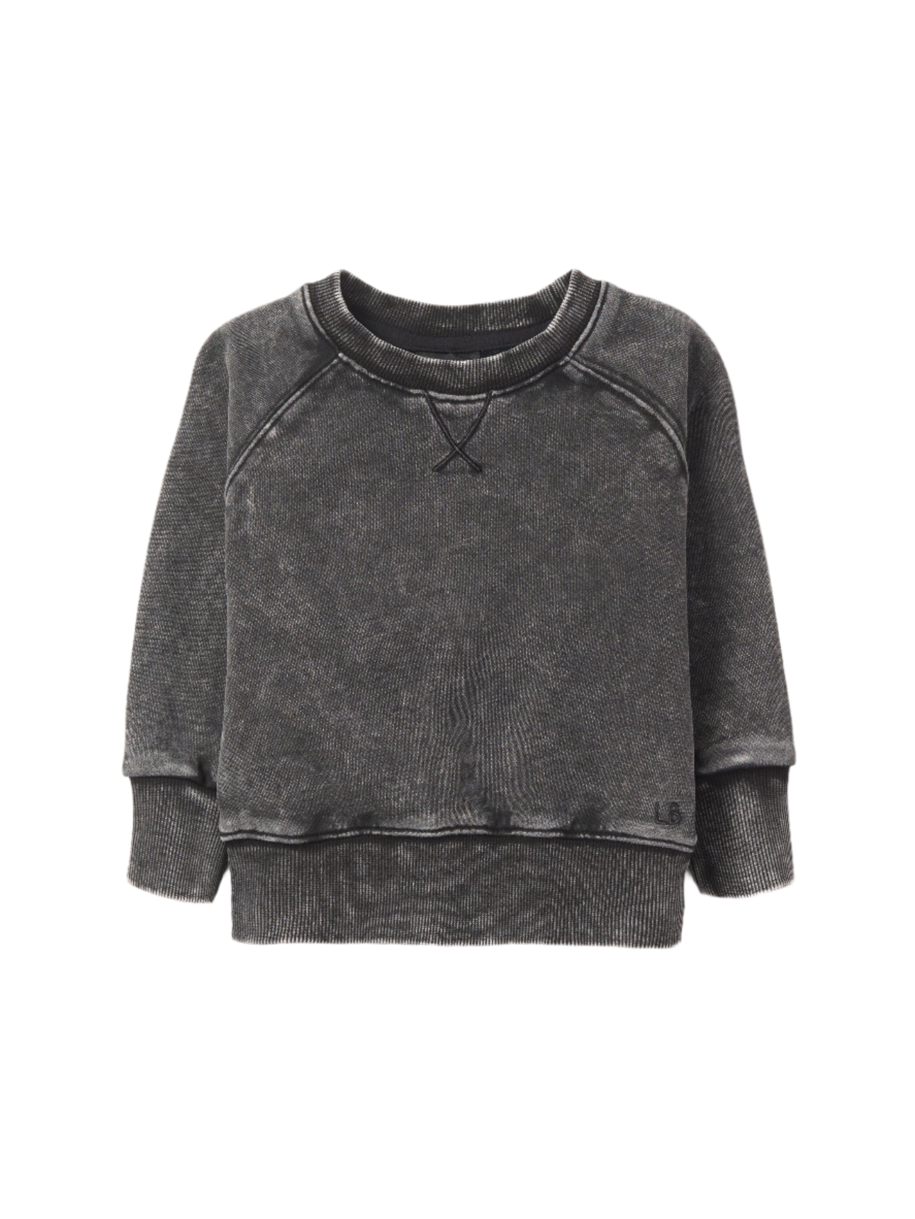 Acid Wash Black Crewneck Sweatshirt for Men & Women | Vintage Distressed Cotton Pullover | Casual Streetwear & Loungewear