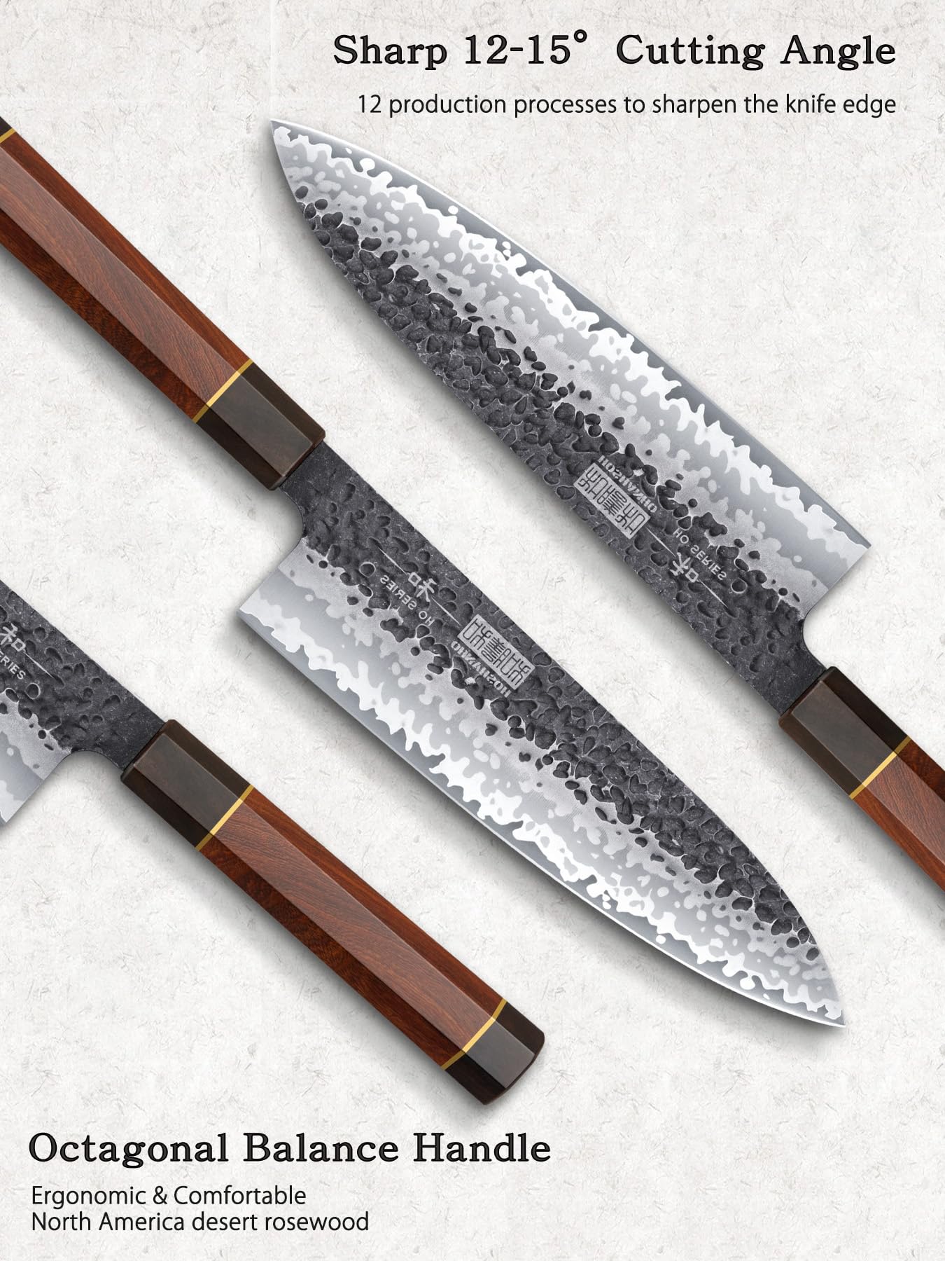 3-Piece Professional High Carbon Steel Kitchen Knife Set - Ultra Sharp Japanese Chef Knives with Ergonomic Handle & Gift Box - Perfect for Home Cooking, Restaurant Use, and Gift Giving
